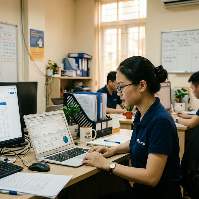 Nhân viên marketing phân tích dữ liệu