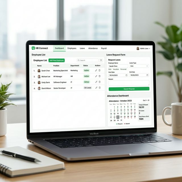 Giao diện webapp HRM với danh sách nhân viên