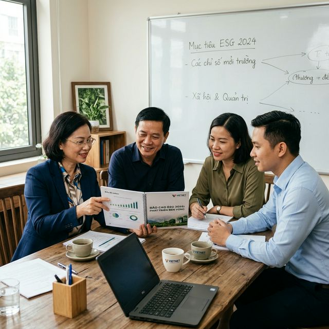 Ban lãnh đạo DN xem báo cáo ESG