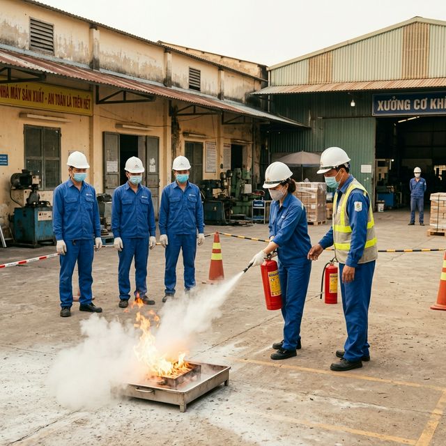 Diễn tập PCCC tại nhà máy