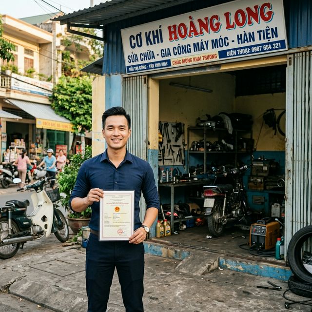 Chủ xưởng cầm giấy ĐKKD trước cơ sở mới